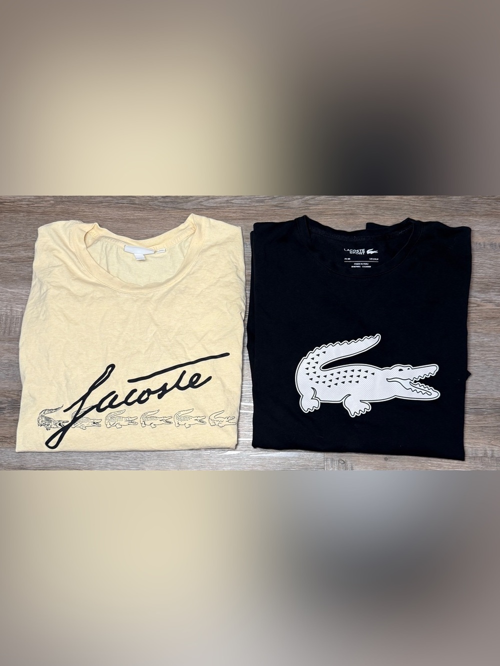 Men’s Lacoste Graphic Tees - Black & Yellow Set of 2
